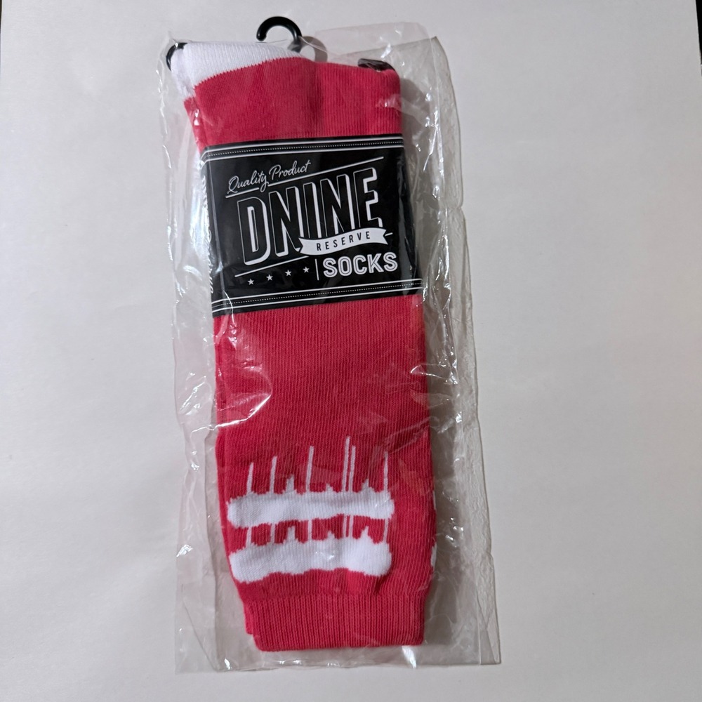 Dnine Reserve Red White Graphic Crew Socks Fashionably Medicated Lifestyle NEW
